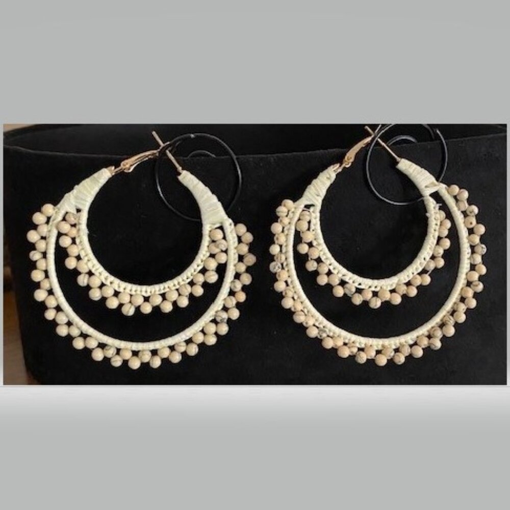 Tan Boho Double Hoop Earrings